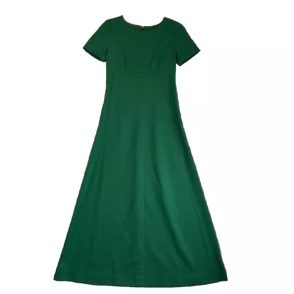 Maxi Dress Minimal Modest Emerald Green Gown Formal Handmade VTG Prom minimalist